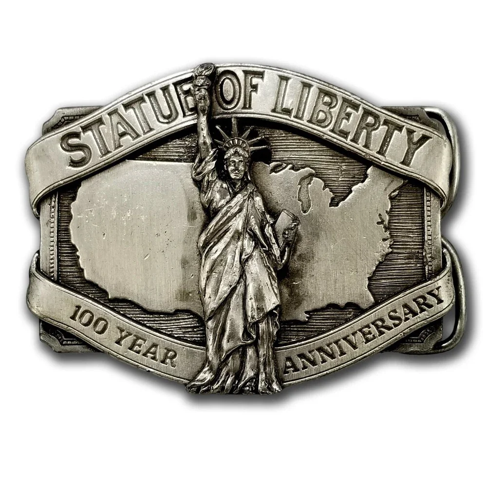 1984 Statue of Liberty Belt Buckle –100 Year Anniversary USA with Built-In Stand